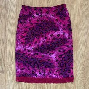 Guess Hot Pink Cheetah Print Midi Skirt